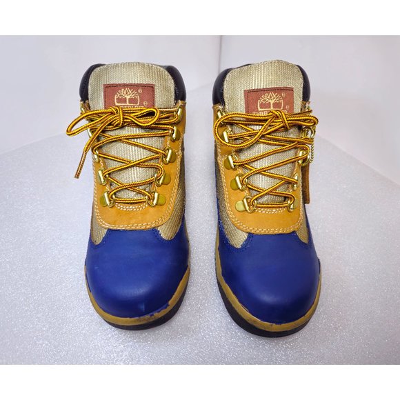 Hand-Painted Distressed Tan Wheat Timberland Grade School Field Boots Boys Sz 4 - Picture 6 of 12